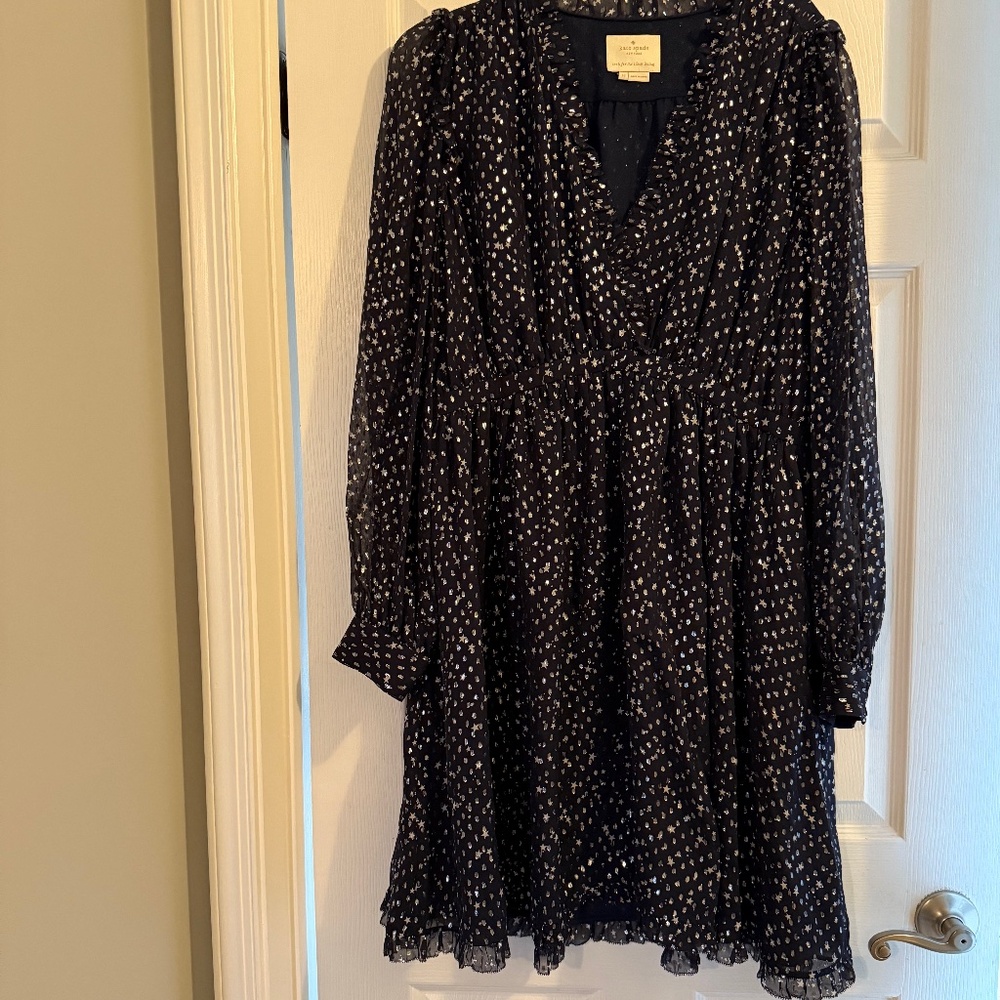 Kate Spade Dress Blue with Sliver Metallic Star Print - XL New without tags